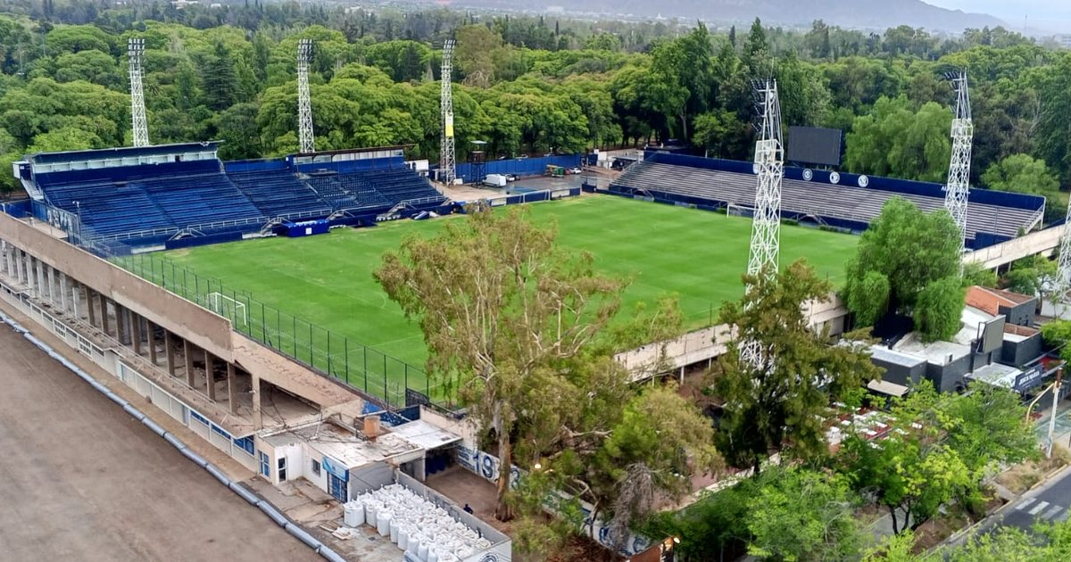 Vista aérea del estadio Bautista Gargantini, cancha de Independiente Rivadavia en Mendoza