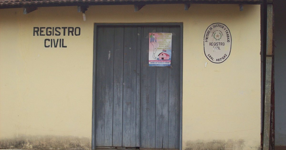 Fachada de una oficina del Registro Civil en General Artigas, Itapúa