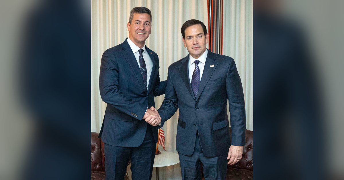 El presidente Santiago Peña y el secretario de Estado de Estados Unidos, Marco Rubio, en un encuentro en Washington
