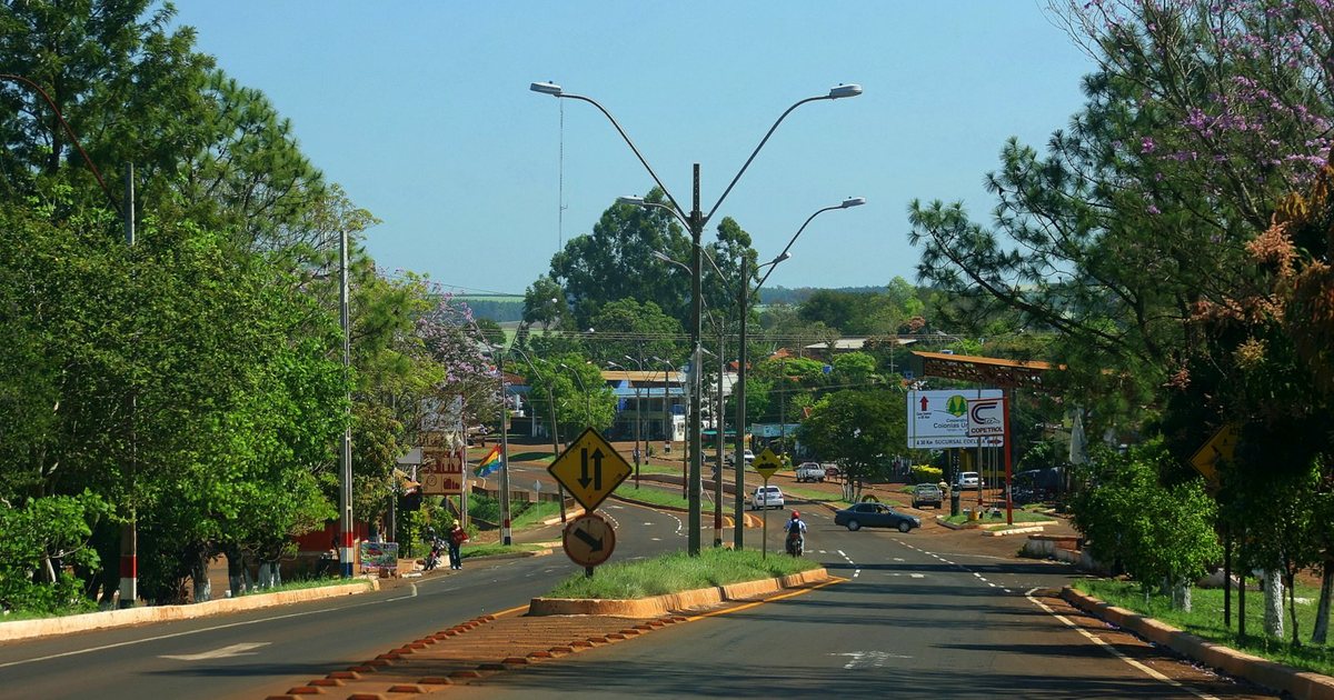 La ruta PY06 a su paso por Cruce Edelira, en Itapúa