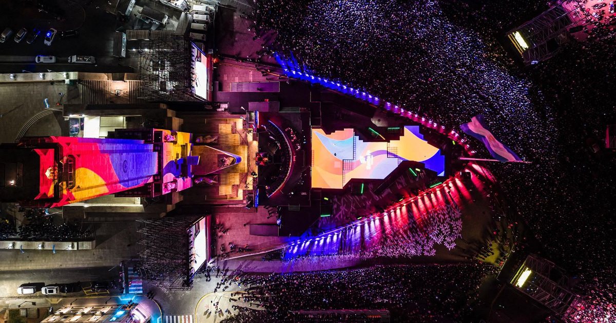 Vista aérea de la ceremonia de apertura de los Juegos Suramericanos 2026